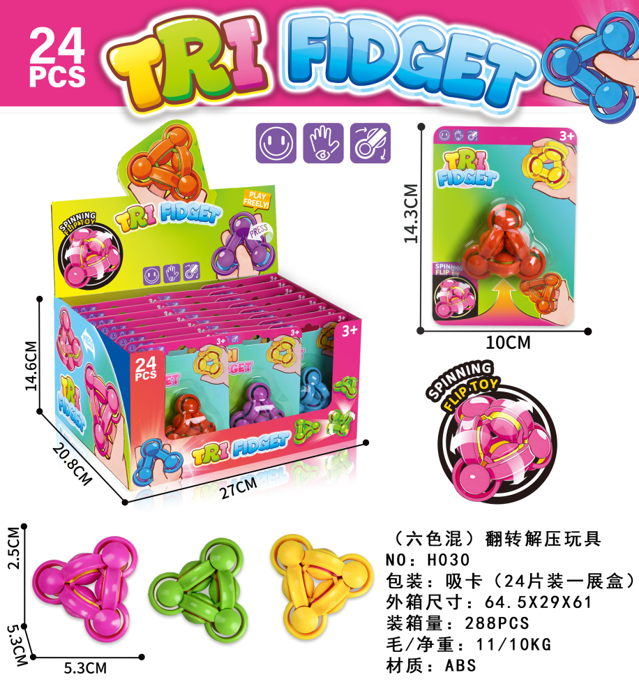 Bulk Triangle Flip Stress-Relief Finger Spinner: Educational and Stress-Relieving Spinning Toy for Kids - MOQ 1440