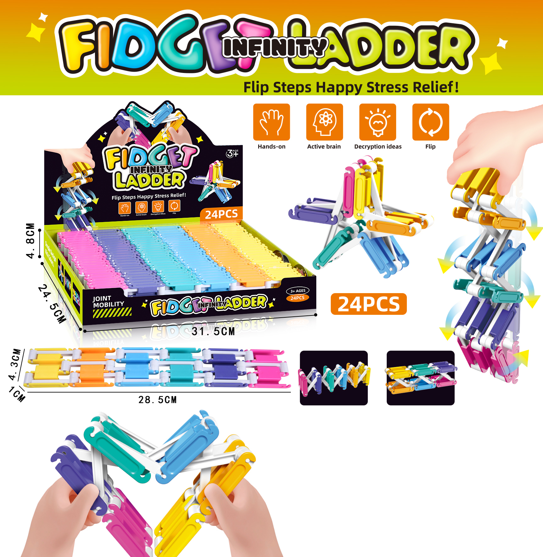 Bulk Stress-Relieving Flip-Flop Ladder Toy（24PCS/BOX) - MOQ 1152