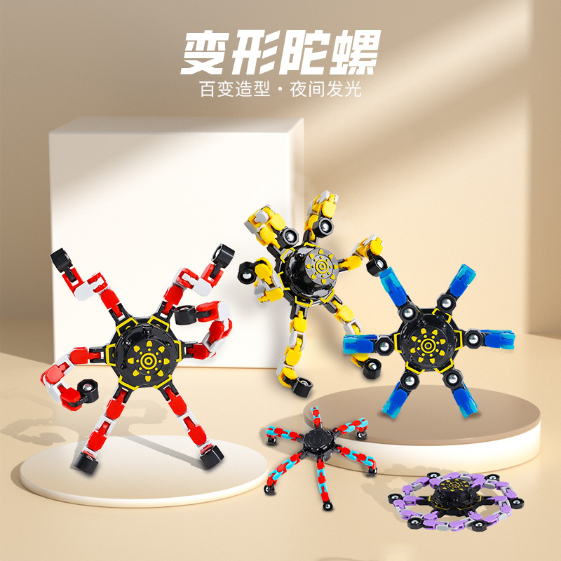 Brain-teaser toys, finger spinners, mechanical spinners, transforming spinners, spinning tops, finge view 2