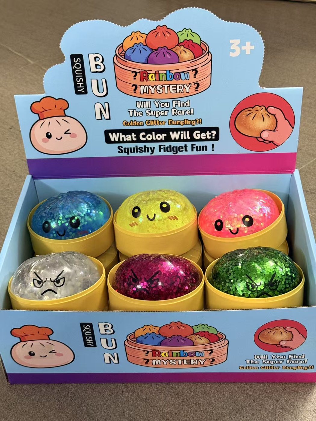 Bulk Glitter Water-Filled Smiling Bun - MOQ 5