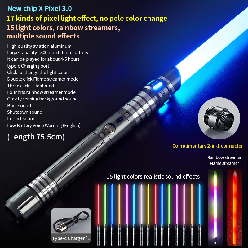 Bulk 15-color pixel lightsaber - MOQ 1