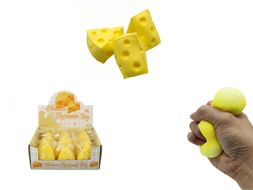 Bulk Squeeze and Squish Fun: Stress-Relief Toys (Flour & Cheese), 12-Piece Display Box (Pretend Play Toys - MOQ 864