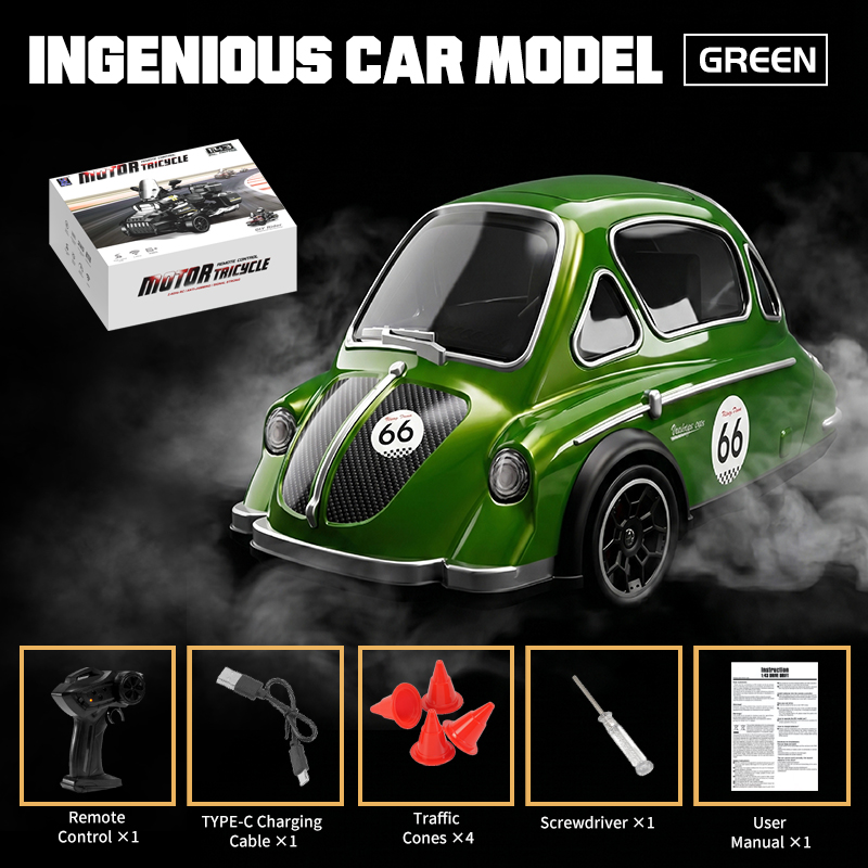 1:43 scale 3-Wheel drive RC drift classic car 2.4G view 2