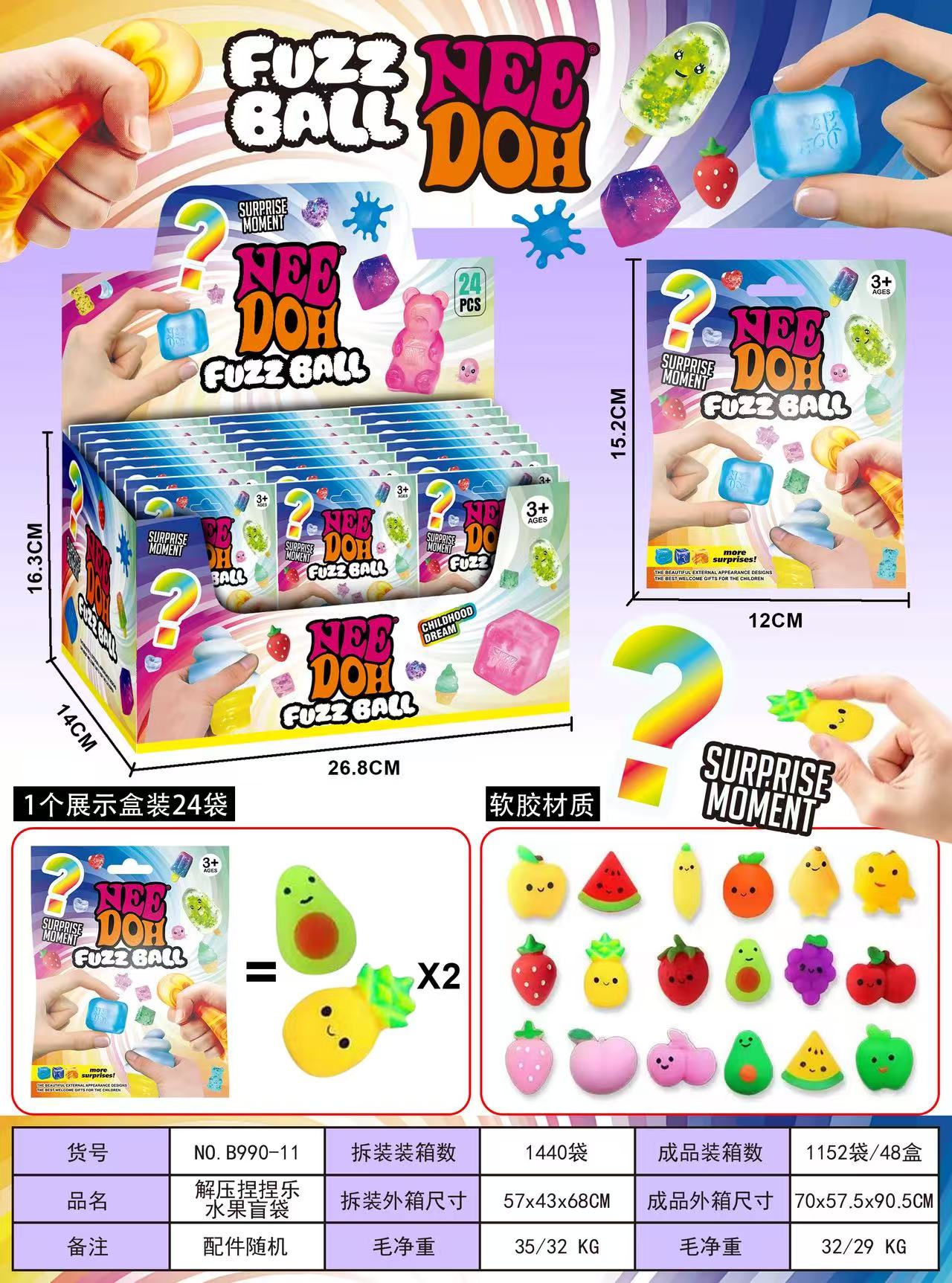 Bulk VegetableStress-Relief Squeezing Toy - MOQ 1152