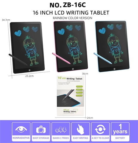 Bulk 16-inch Colorful LCD Writing Tablet - MOQ 150