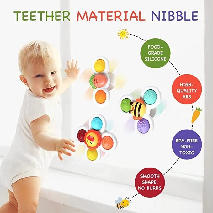 Bulk 3 Pcs Suction Cup Spinner Toys - MOQ 5CTNS