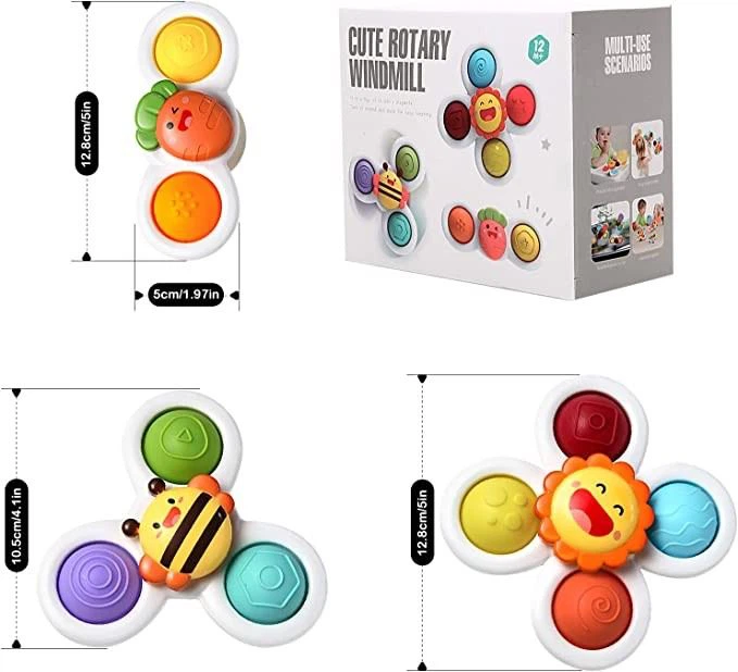 3 Pcs Suction Cup Spinner Toys view 2