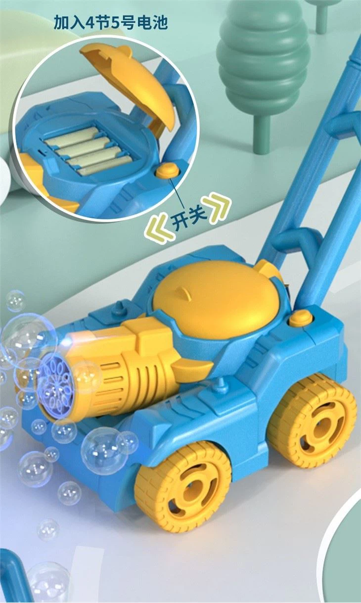 Automatic 10-hole Bubble Blower Trolley Electric Bubble Blowing Parent-child Outdoor Children's Tank Car Toys view 3