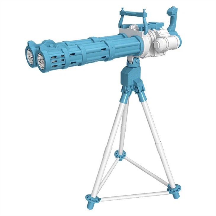 Bulk Blue Fire Double Barrel Electric Gatling Bubble Gun Fully Automatic Reload Extra Large - MOQ 3CTNS
