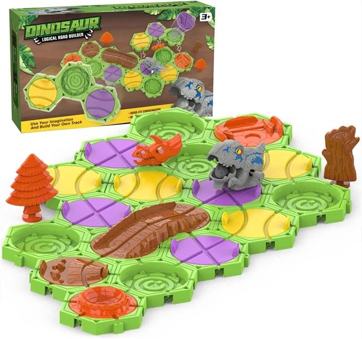 Bulk Dinosaur Road Building Game Logical Road Builder Game (Red) - MOQ 5CTNS