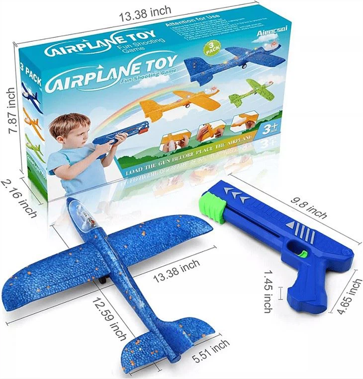 Bulk LED Light Airplane Launcher Toy 3 Pack - MOQ 5CTNS