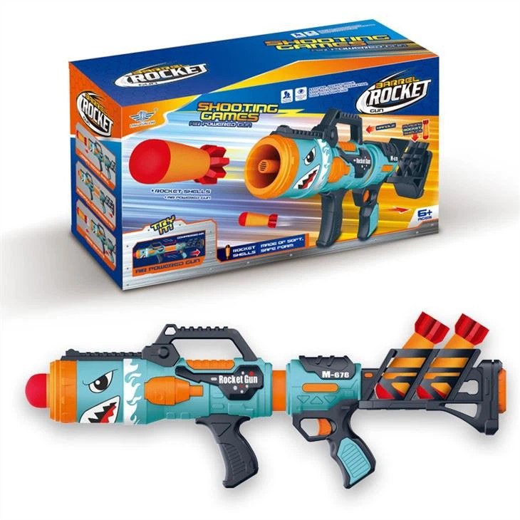 Bulk Toy Rocket Barrel Launcher Air Power Blaster Gun For Youth, Teens, Adults (Blue) - MOQ 5CTNS