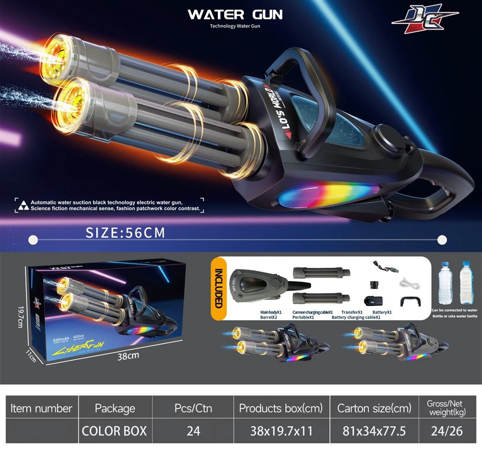 Luminous Transparent Barrel, Large Capacity, Ultra Long Endurance, Electric Continuous Firing Gatling Water Gun view 3