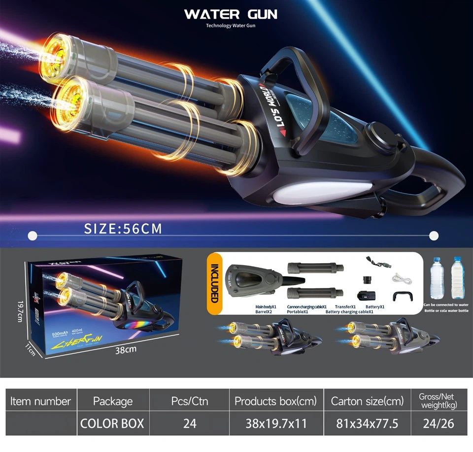Luminous Transparent Barrel, Large Capacity, Ultra Long Endurance, Electric Continuous Firing Gatling Water Gun view 4