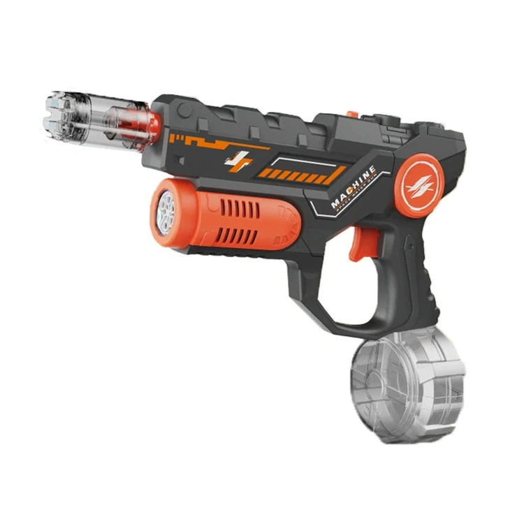Electric water gun with glowing muzzle capable of emitting water column and bubbles view 2