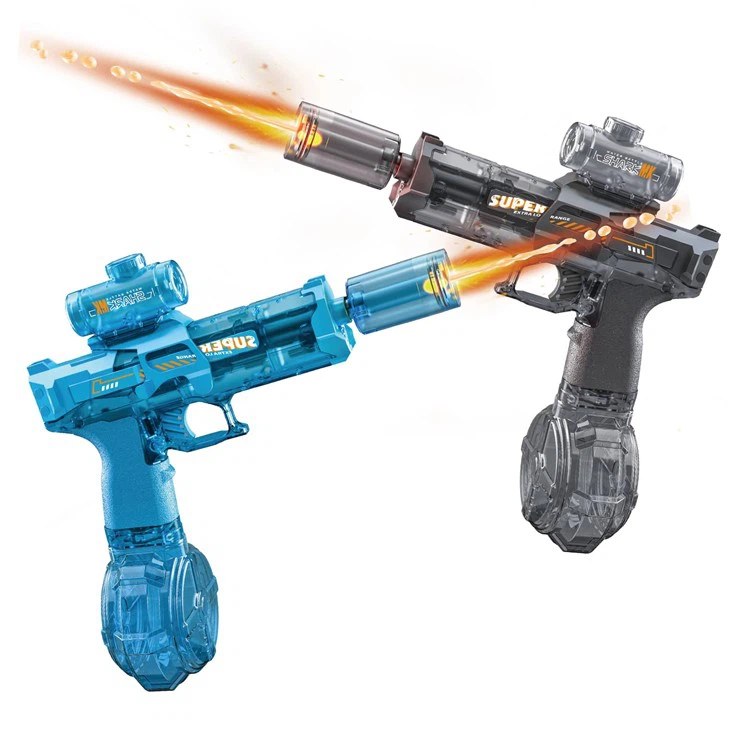 Bulk Transparent gun body, muzzle light, linked recoil electric water gun - MOQ 5CTNS