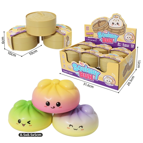 Gradient Mini Bun Squishy mit Steamer Display Box