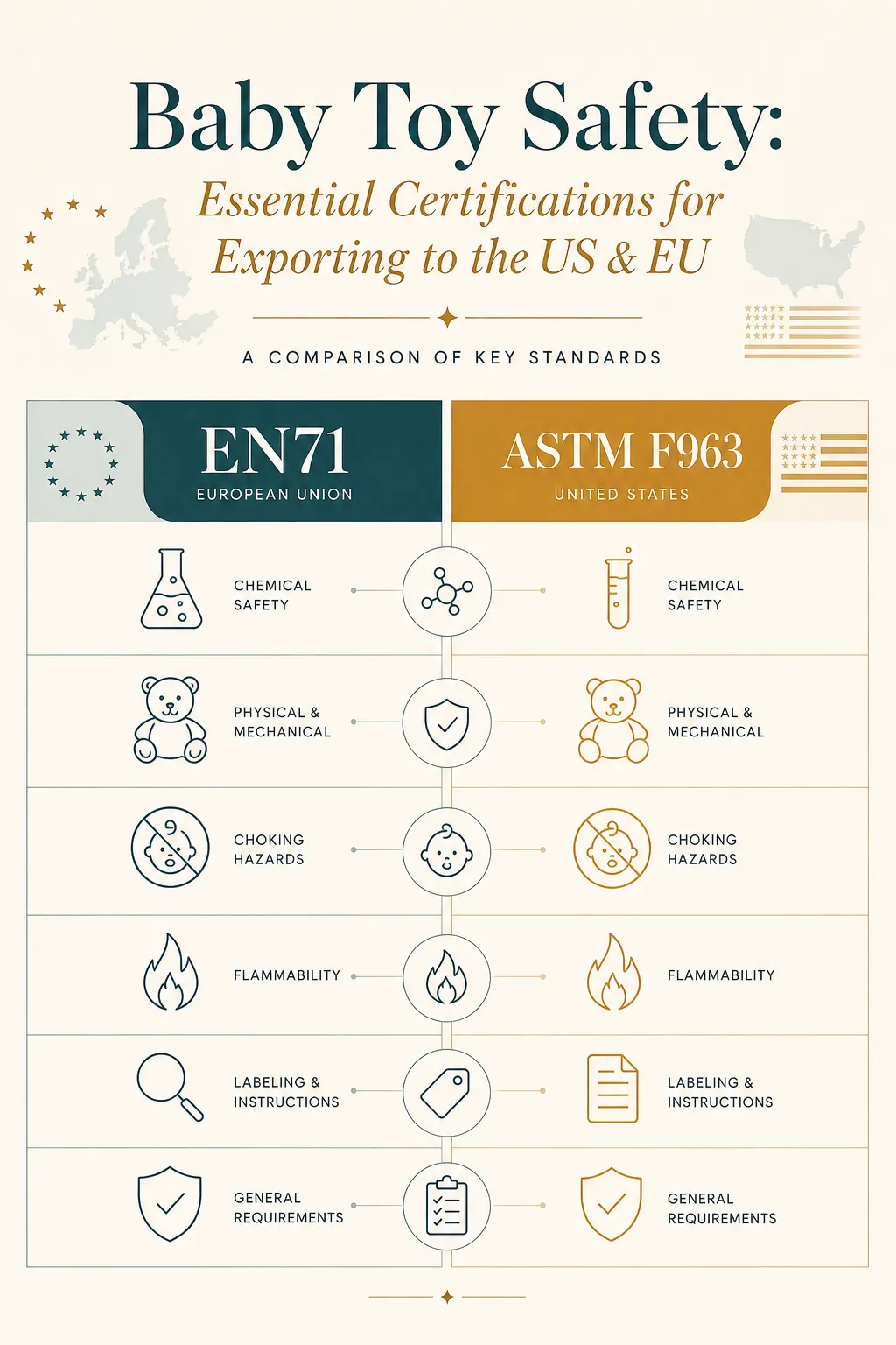 Explanatory diagram for Baby Toy Safety: Essential Certifications for Exporting to the US & EU
