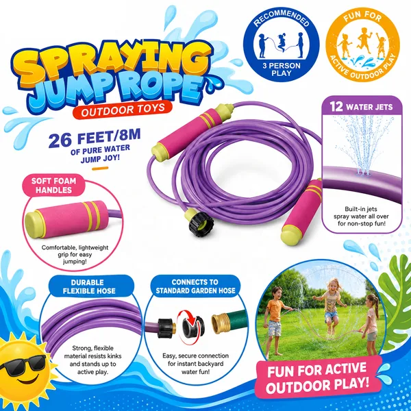 Jumping rope with water spray